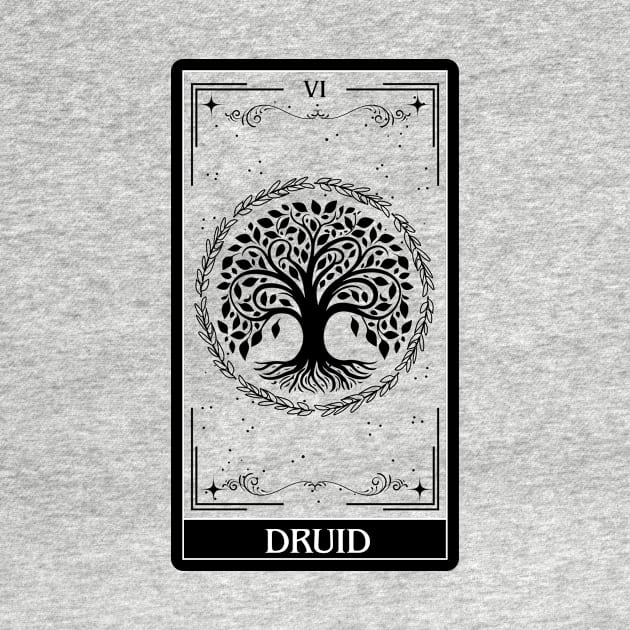 Druid Tarot Card D&D Nat 20 Dungeons & Dragons T-Shirt Black by JaeSlaysDragons